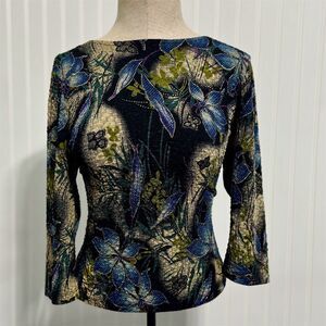 Vintage 90s Notations Petite Top Medium Floral Glitter Whimsigoth Fairy Grunge